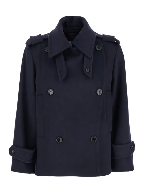 Blue Double Breasted Jacket with Wide Lapels made by MaxMara