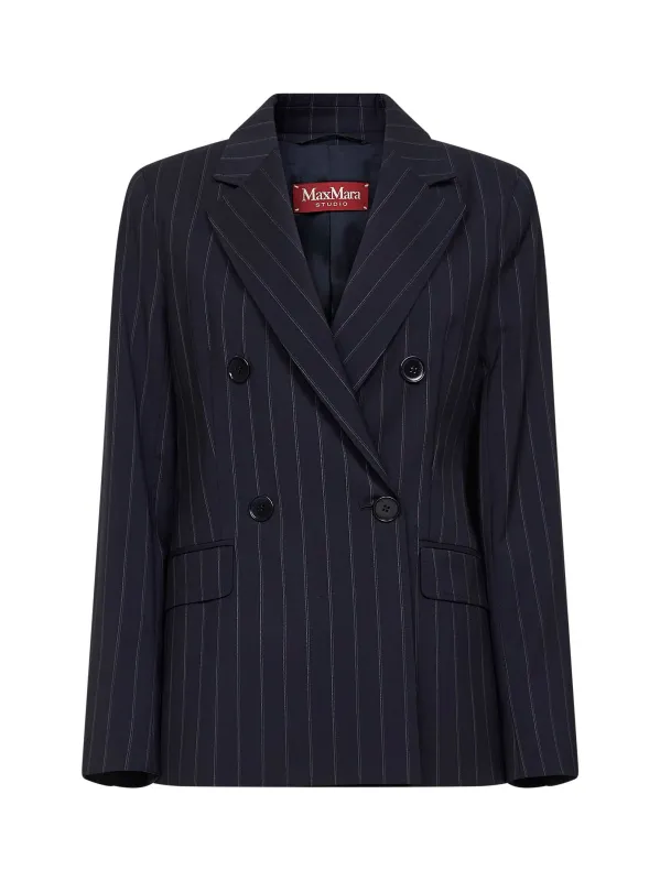 Blue Pinstripe Double-Breasted Blazer made by MaxMara