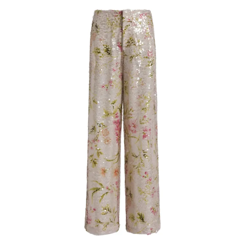Floral Print Sequined Trousers made by Alberta Ferretti