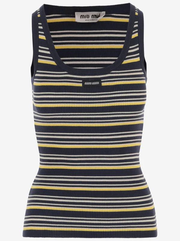 Tank Top Cotton Multicolour made by Miu Miu