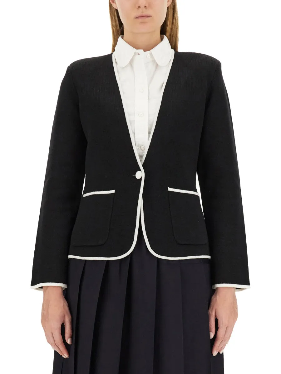 Single-Breasted Collarless Jacket sold by Lord & Taylor
