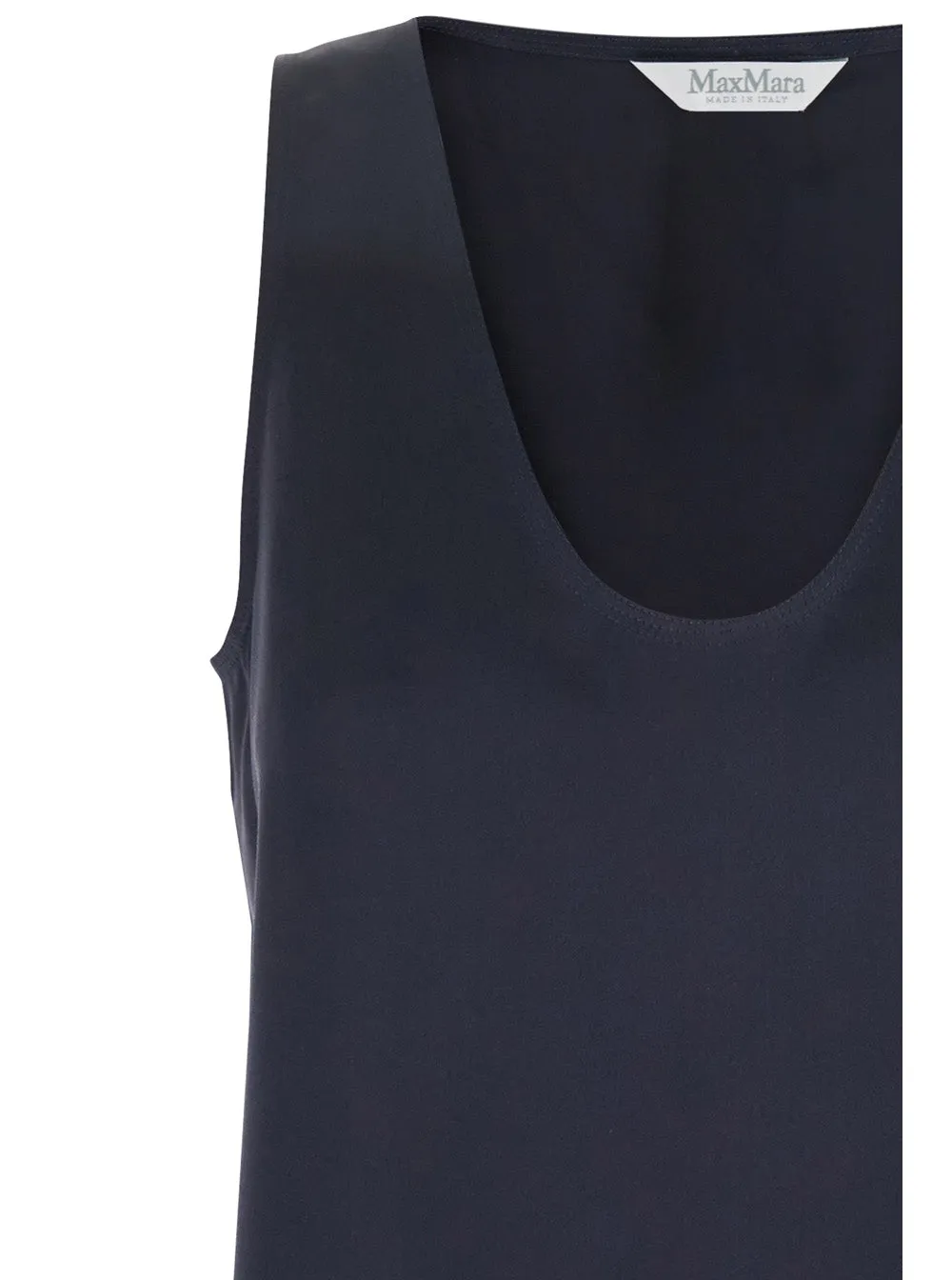 Blue Sleeveless Top with Round Neck in Silk sold by Lord & Taylor product image thumbnail 3