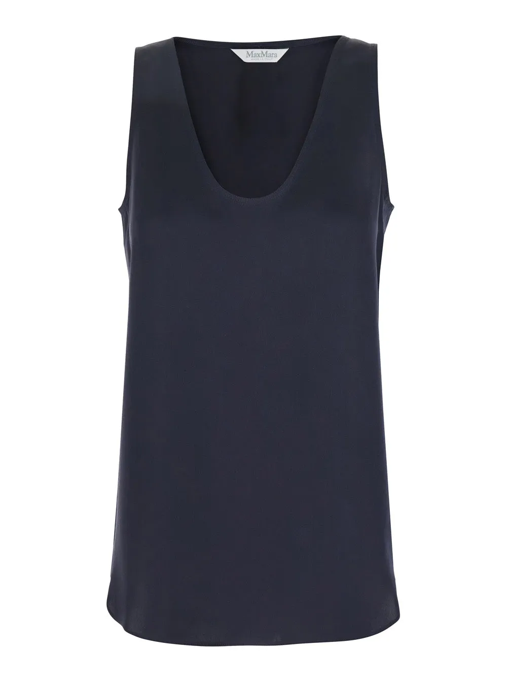 Blue Sleeveless Top with Round Neck in Silk sold by Lord & Taylor