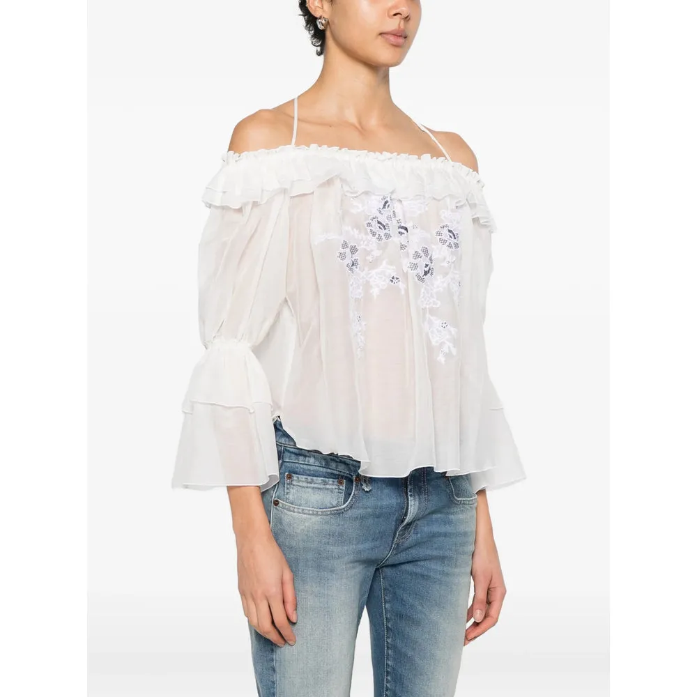Shirt Off-Shoulder White Silk-Cotton sold by Lord & Taylor product image thumbnail 2
