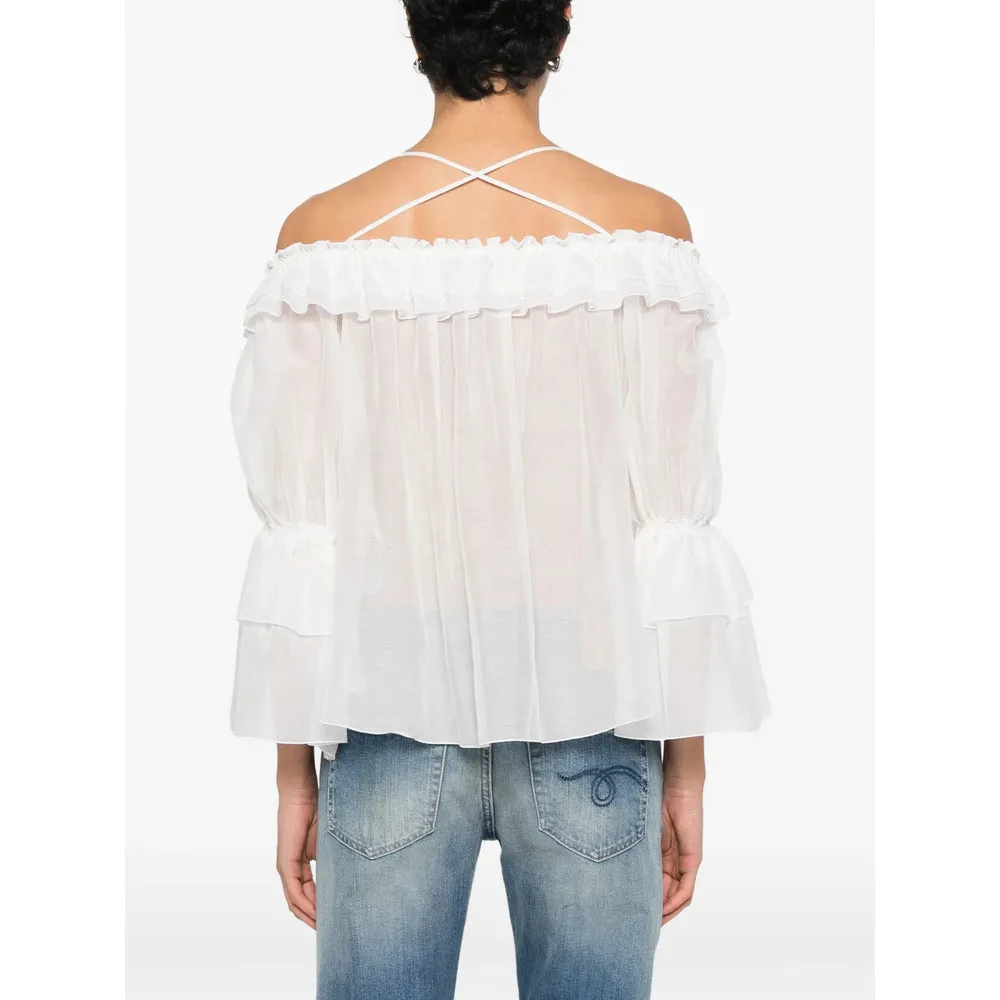 Shirt Off-Shoulder White Silk-Cotton sold by Lord & Taylor product image thumbnail 4
