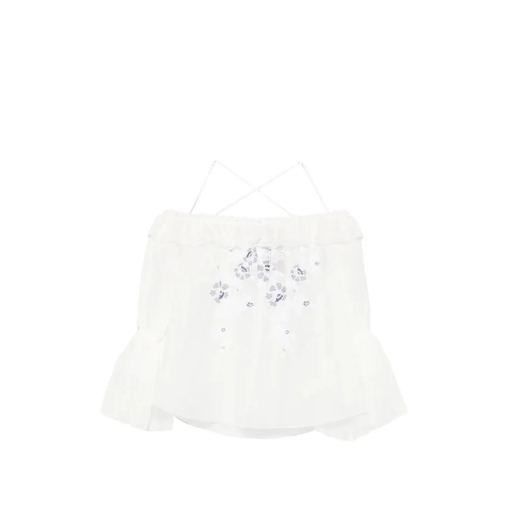 Shirt Off-Shoulder White Silk-Cotton sold by Lord & Taylor