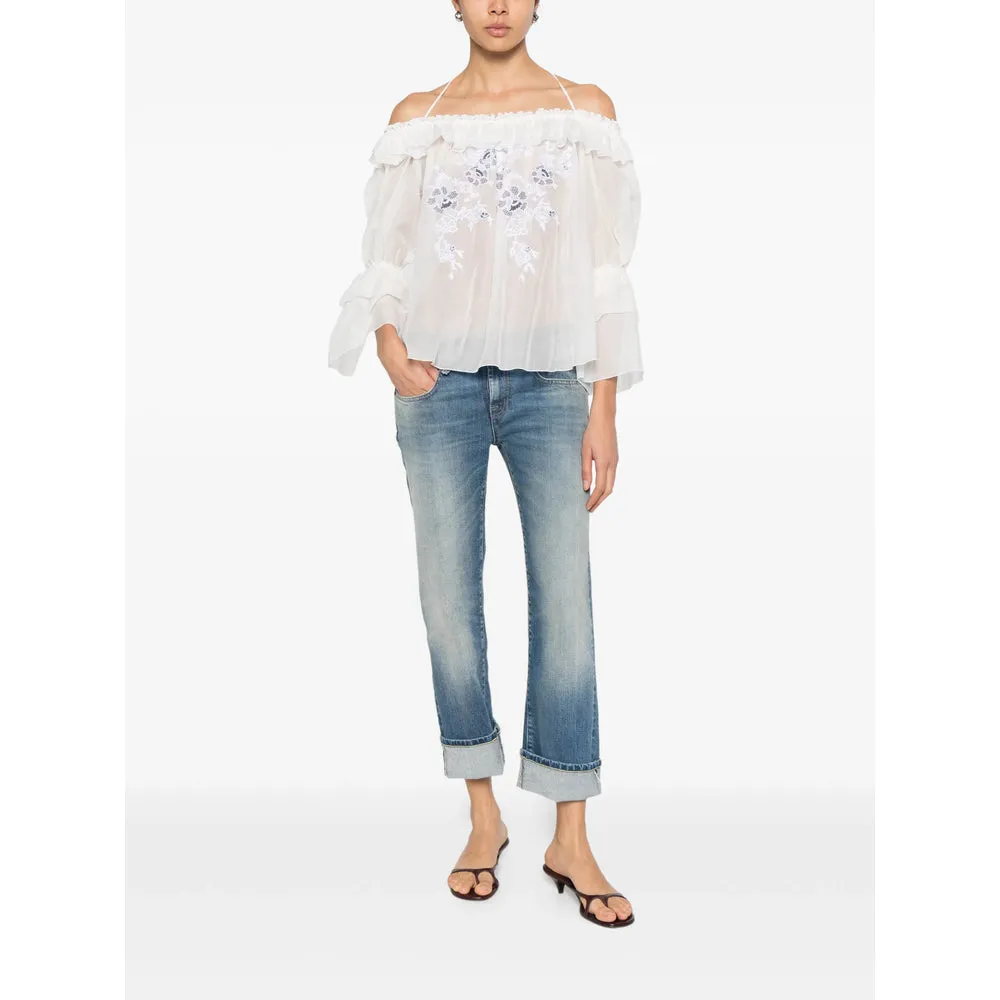 Shirt Off-Shoulder White Silk-Cotton sold by Lord & Taylor product image thumbnail 5
