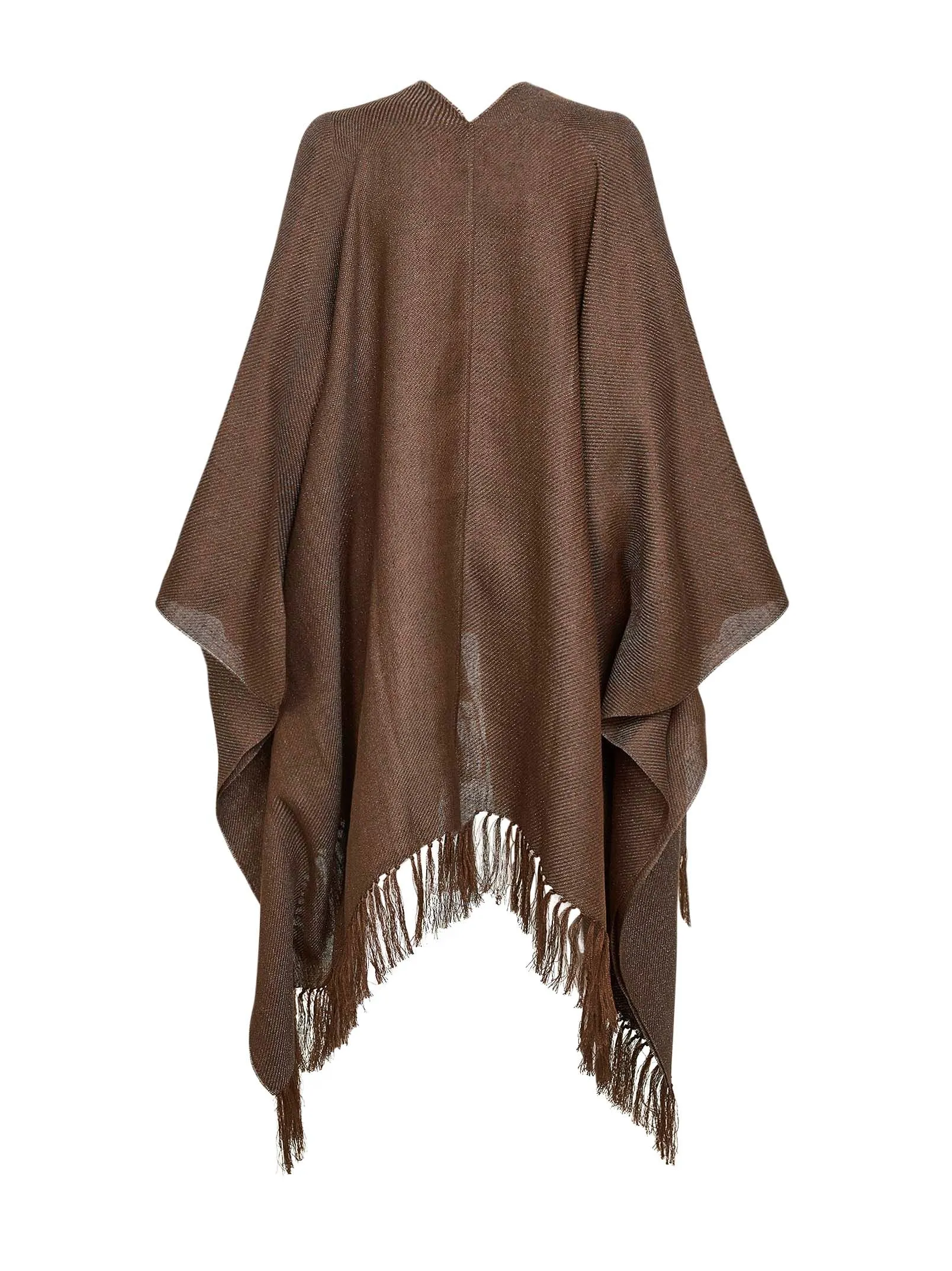 Tobacco Lamé Linen Blend Knit Open Poncho sold by Lord & Taylor product image thumbnail 2