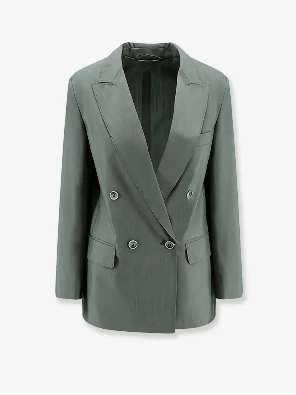 Blazer Mxmalbata Virgin Wool & Silk Green made by MaxMara