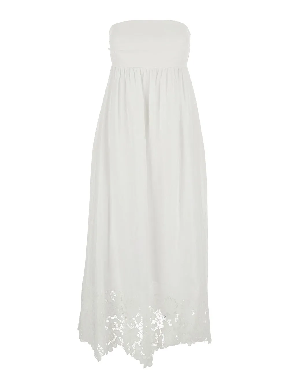 Long Linen V-Neck Dress White sold by Lord & Taylor