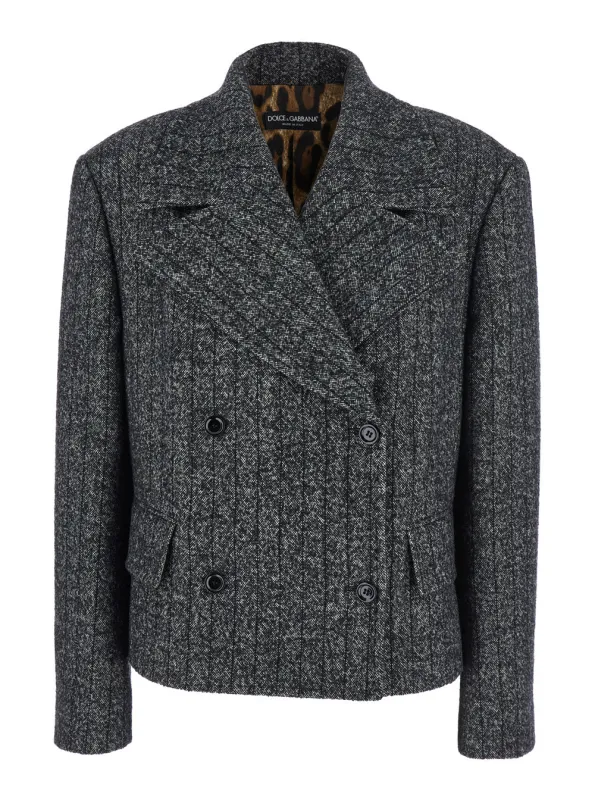 Grey Double-Breasted Wool Blend Jacket made by Dolce & Gabanna