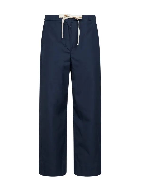 Trousers SMMARGENTO Midnight Blue Poplin made by MaxMara