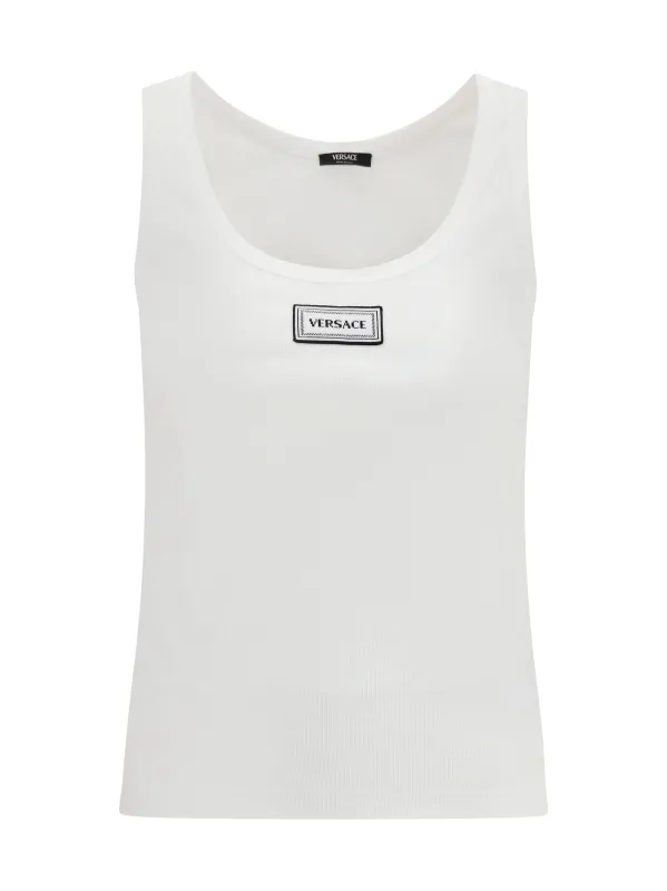 Tank Top Ribbed Cotton Optical White made by Versace