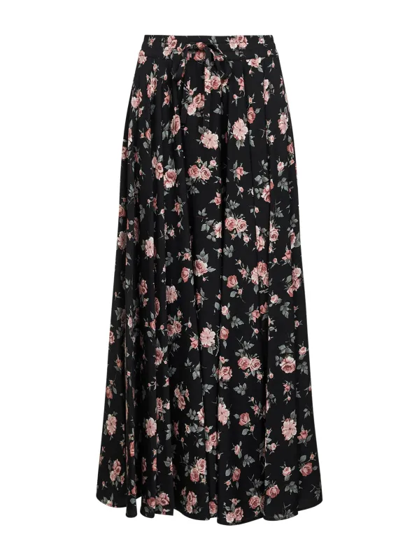 Vintage Rose Printed Charmeuse Long Full Skirt made by Dolce & Gabanna