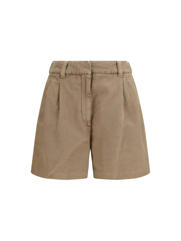 Linen Shorts Warm Amber made by Brunello Cucinelli