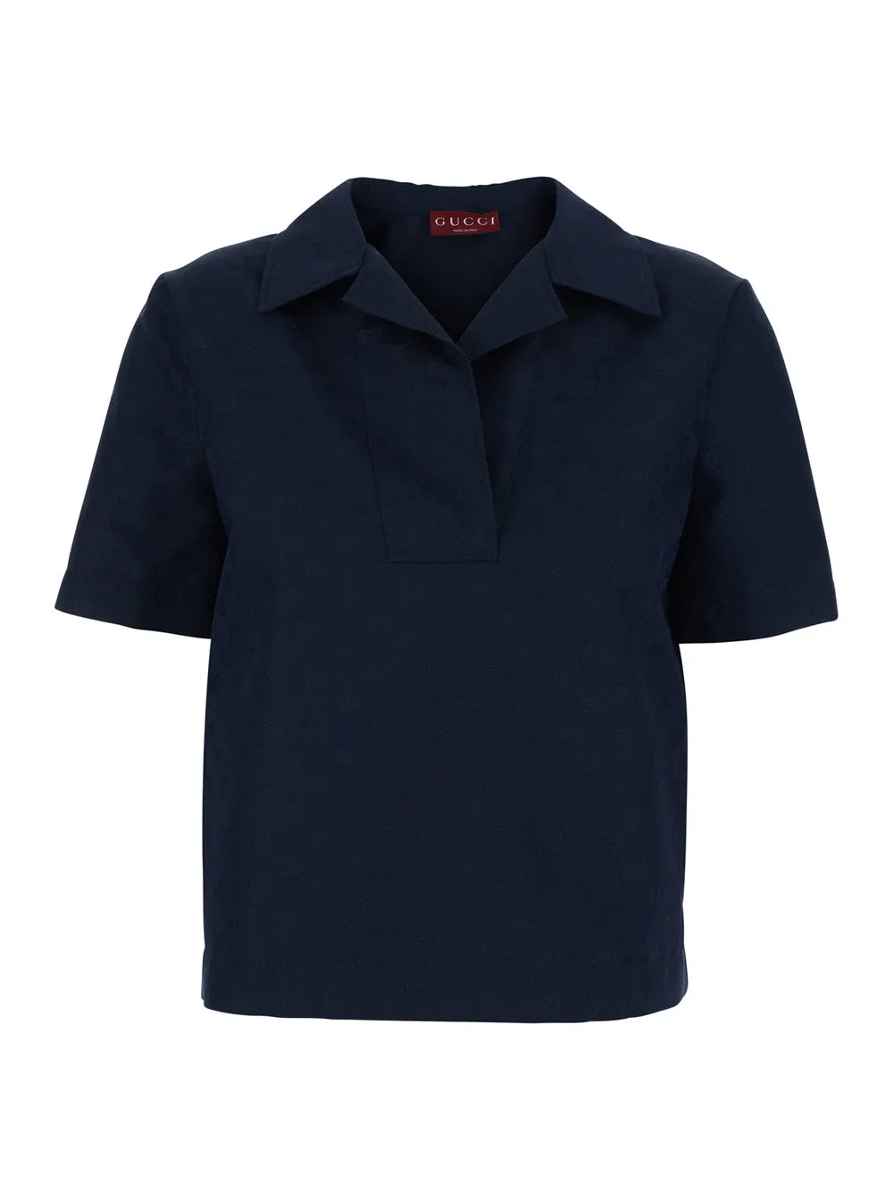 Blouse with Wide Collar, Blue Cotton-Blend sold by Lord & Taylor