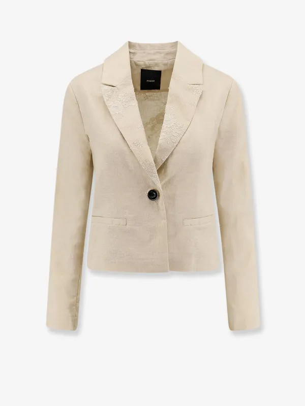 Blazer Idony Embroidered Linen Beige made by Pinko
