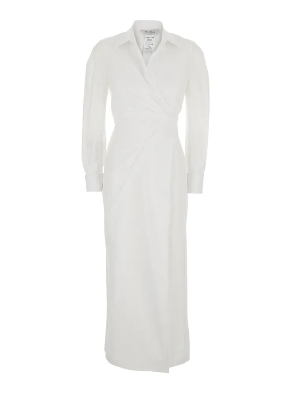 White Long Dress with Asymmetrical Waist Detail made by MaxMara