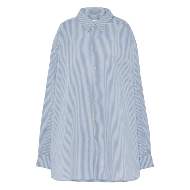 Light Blue Striped Shirt with Pocket made by Maison Margiela