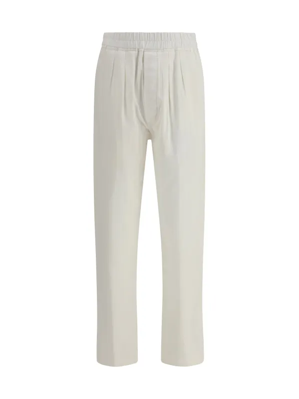 Trousers Pleated Herringbone Stripe Optical White made by Tom Ford