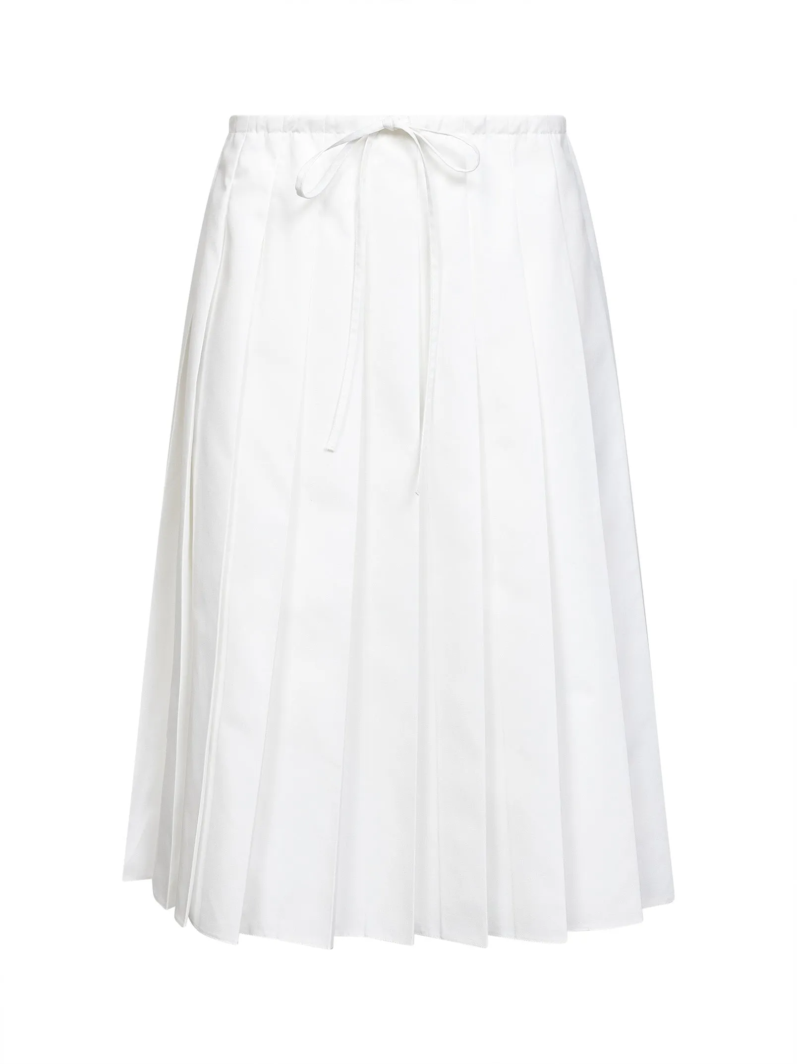 White Technical Cotton Blend Pleated Midi Skirt sold by Lord & Taylor