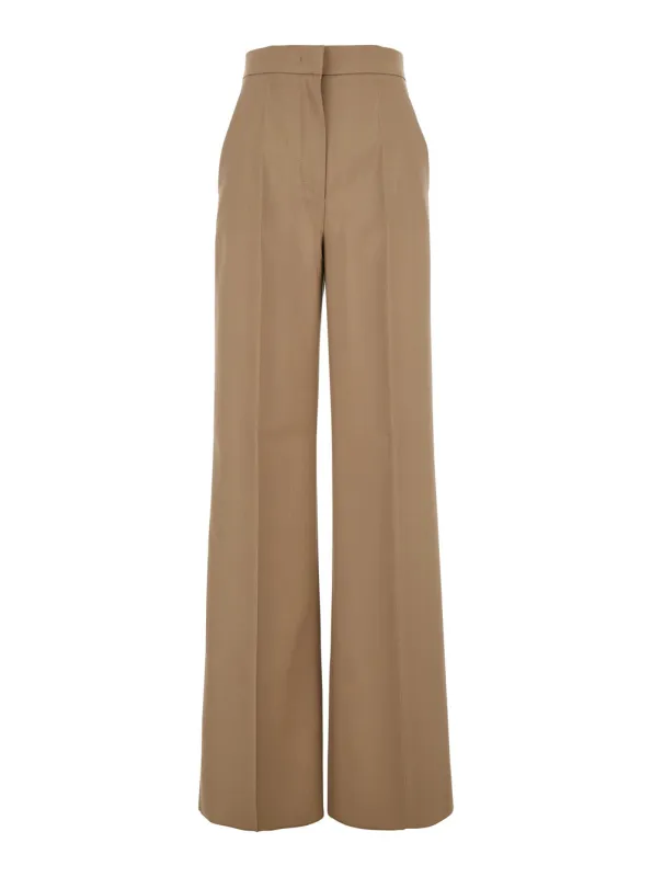 Beige Pants with Wide Leg and Logo made by MaxMara