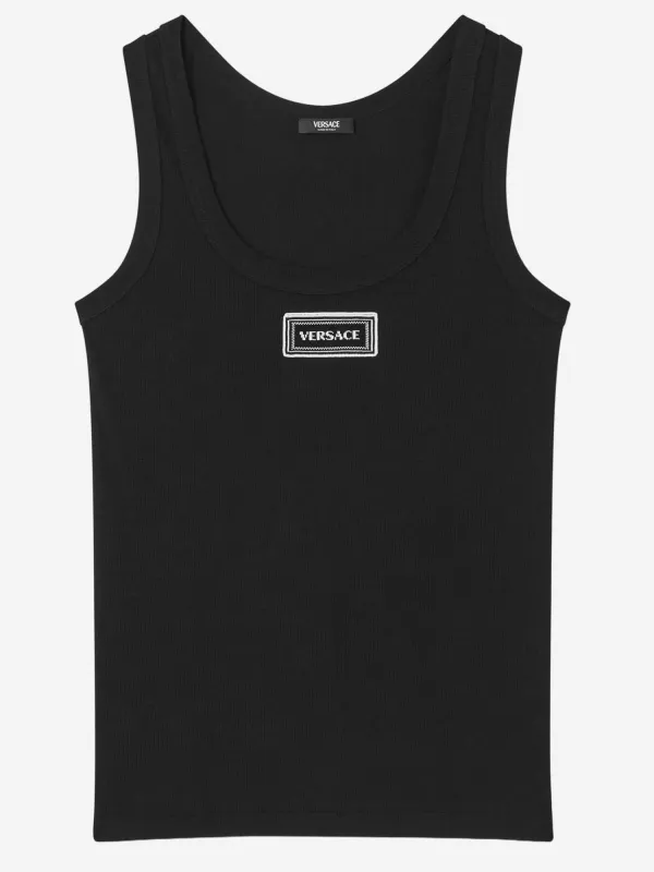 Stretch Cotton Tank Top with Logo made by Versace