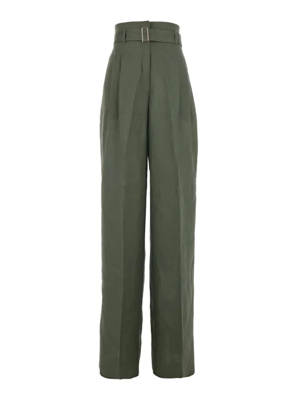 Trousers Materi Green Linen made by MaxMara
