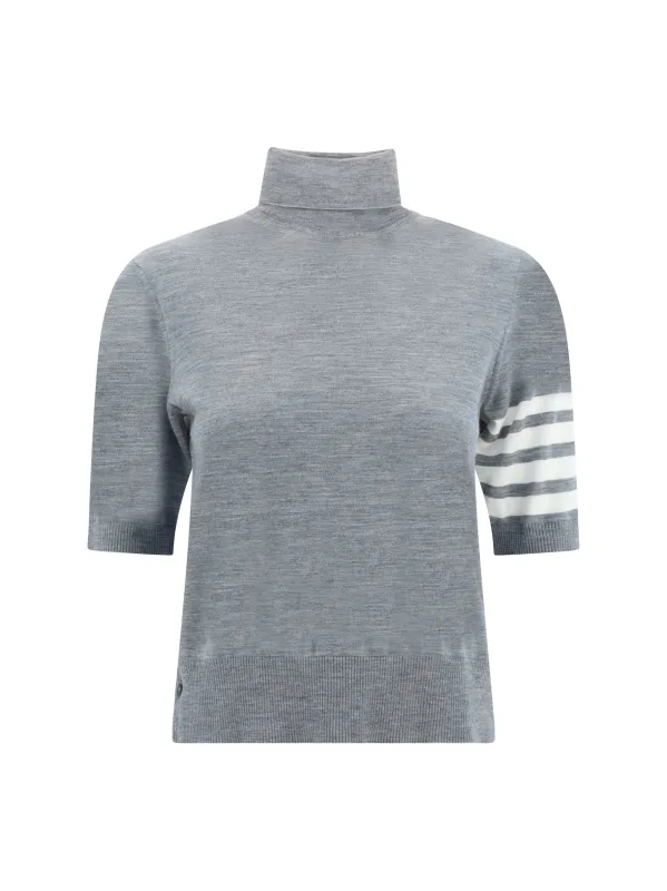 Turtleneck Sweater Virgin Wool Light Grey made by Thom Browne