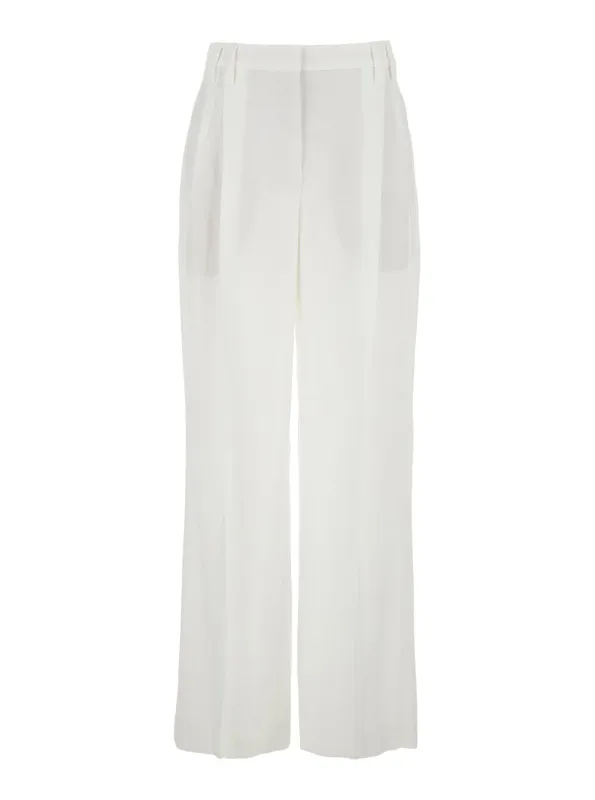 Trousers with Front Pleats — White made by Brunello Cucinelli
