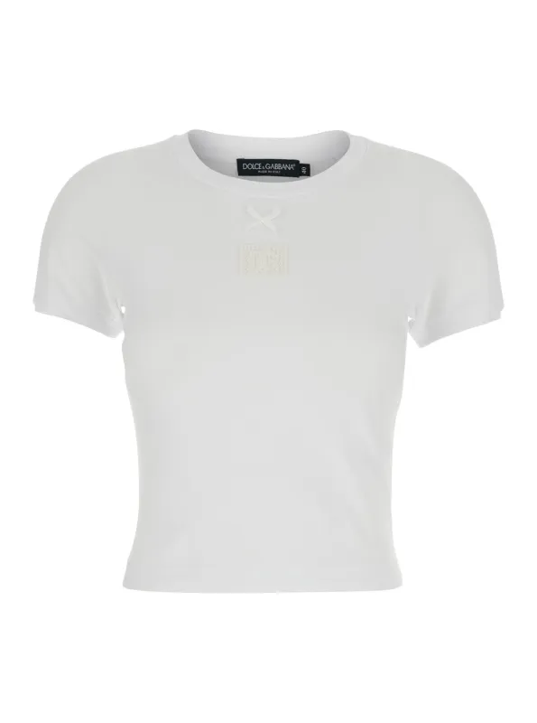 Crew Neck T-Shirt White Cotton made by Dolce & Gabanna