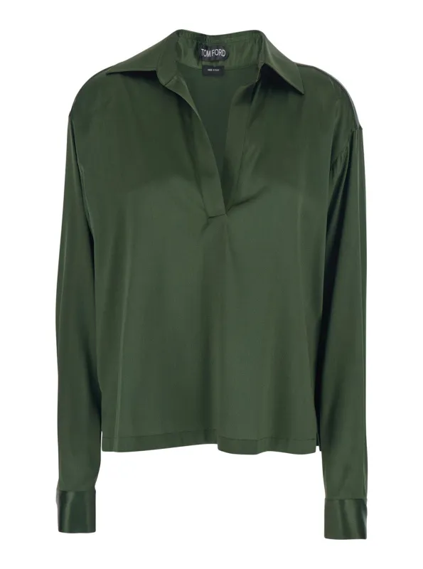 Blouse Green Stretch Silk made by Tom Ford