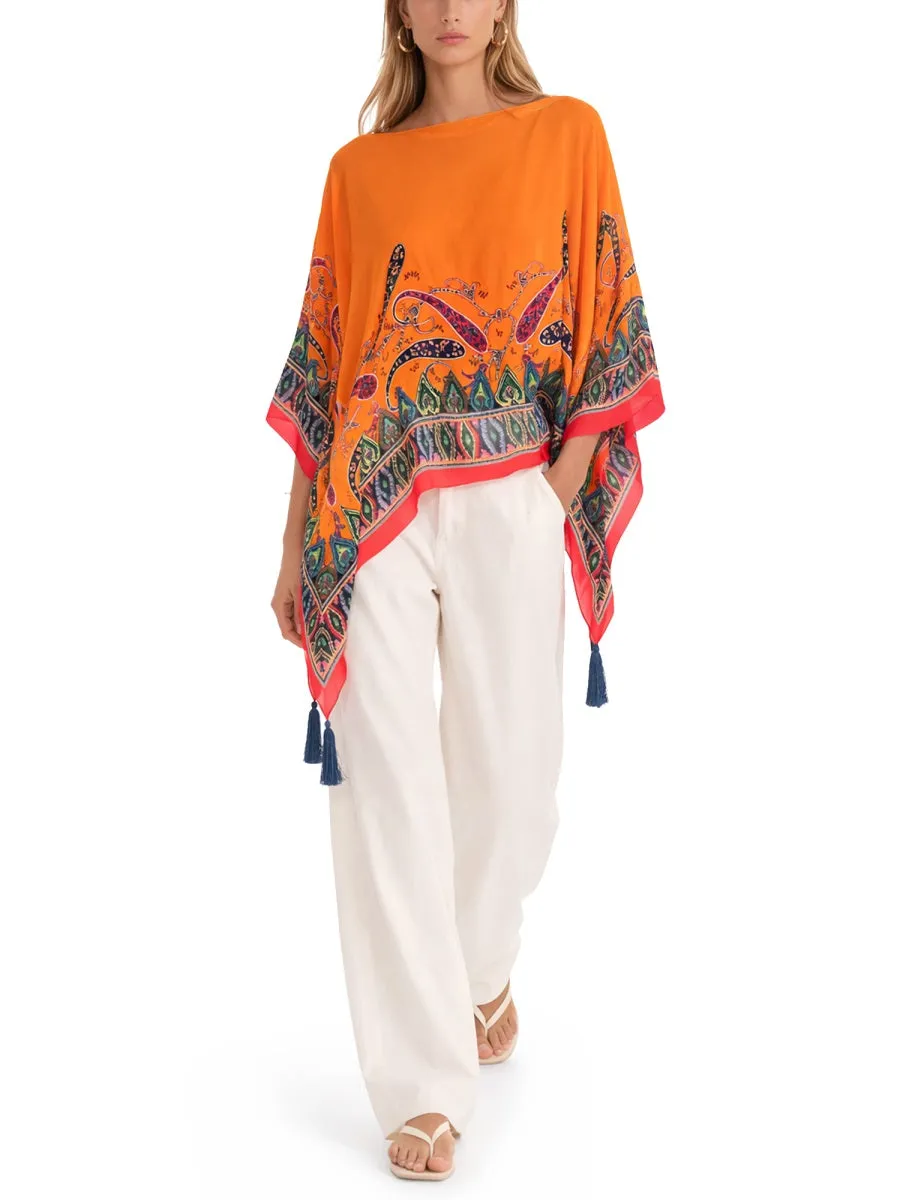 Poncho Top in Orange Silk sold by Lord & Taylor product image thumbnail 2