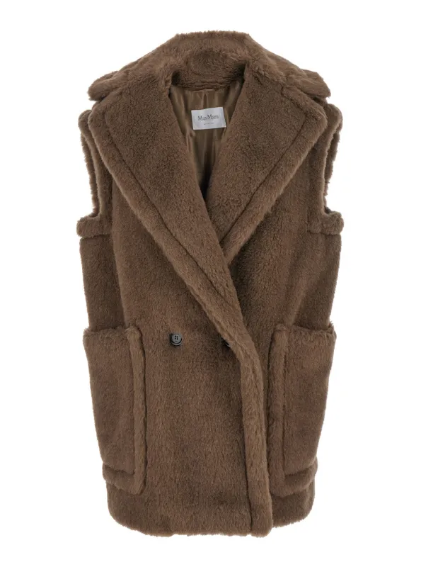 Brown Fur Vest with Wide Lapels made by MaxMara