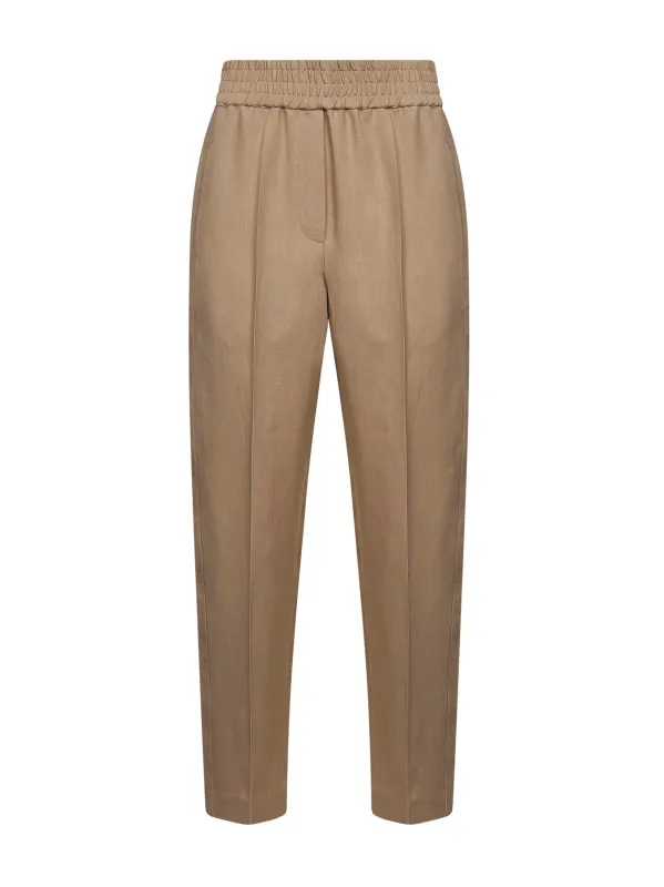 Light Beige Baggy Pull-Up Trousers made by Brunello Cucinelli