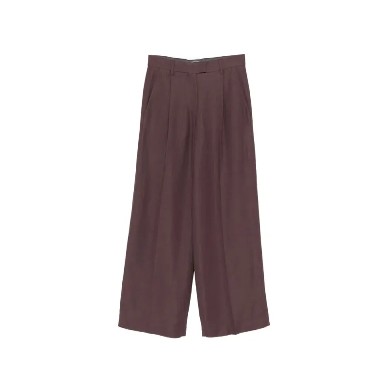 Trousers Wide-Leg Pleated Purple made by Brunello Cucinelli