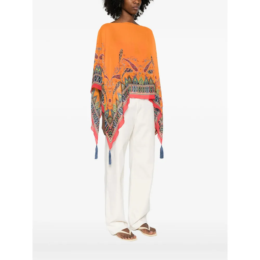 Orange Paisley Print Cape sold by Lord & Taylor product image thumbnail 4