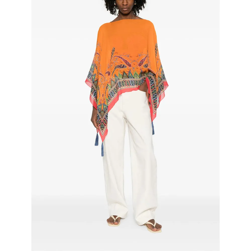 Orange Paisley Print Cape sold by Lord & Taylor product image thumbnail 5