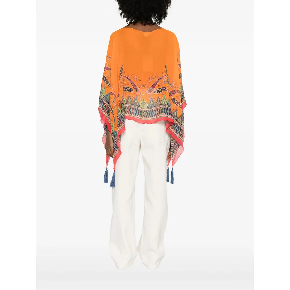 Orange Paisley Print Cape sold by Lord & Taylor product image thumbnail 3
