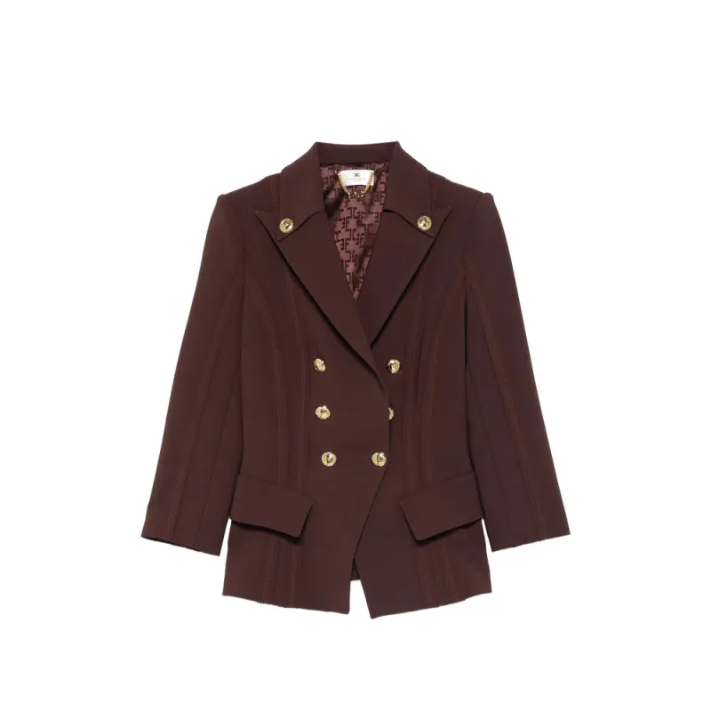 Double-Breasted Jacket Brown made by Elisabetta Franchi