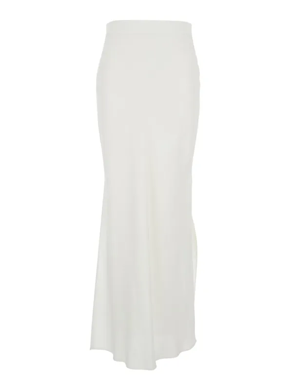 Midi Skirt Side Slit White Viscose made by Brunello Cucinelli