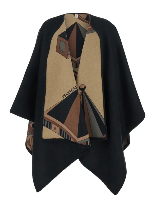 Reversible Cape Nadir Black Cashmere-Wool made by Salvatore Ferragamo