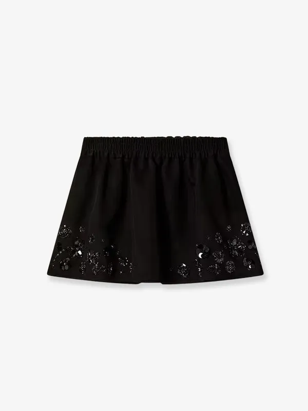 Cotton Blend Midi Skirt with Floral Sequin and Crystal Details made by Golden Goose