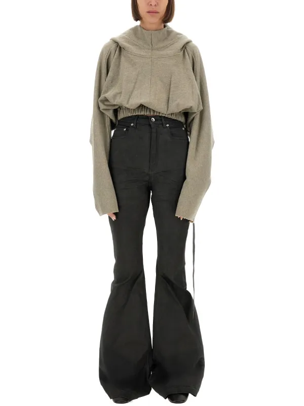 Cropped Hooded Tunic Sweatshirt made by Rick Owens