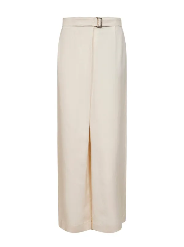 Ivory Fluid Twill Sartorial Wrap Trousers made by Brunello Cucinelli