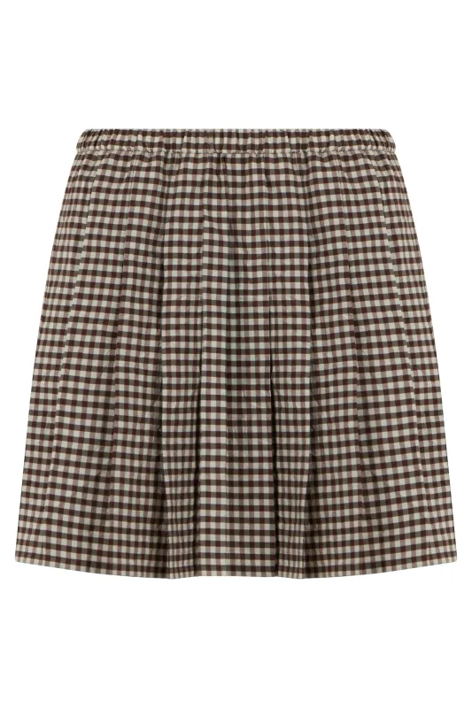 Mini Skirt Mixed Cotton Brown made by Moncler