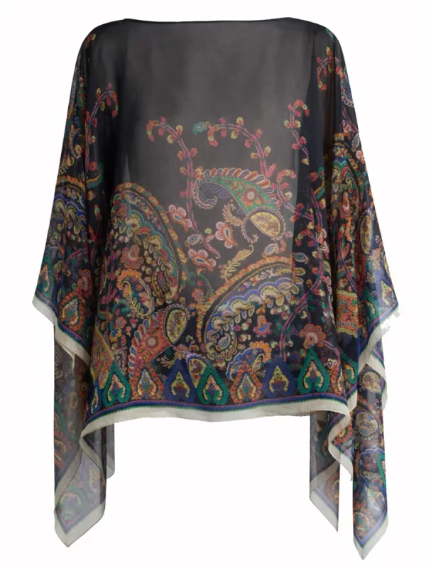 Paisley Print Silk Poncho Top made by Etro