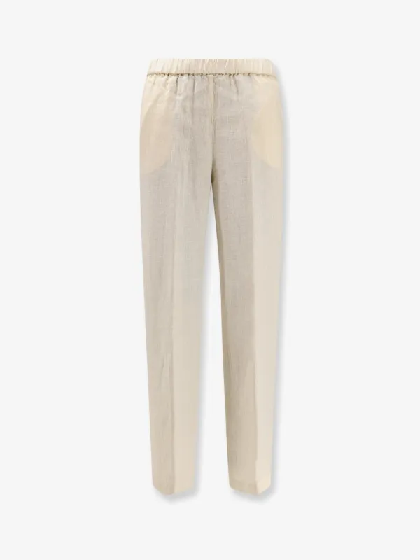Trousers Linen Beige made by Aspesi