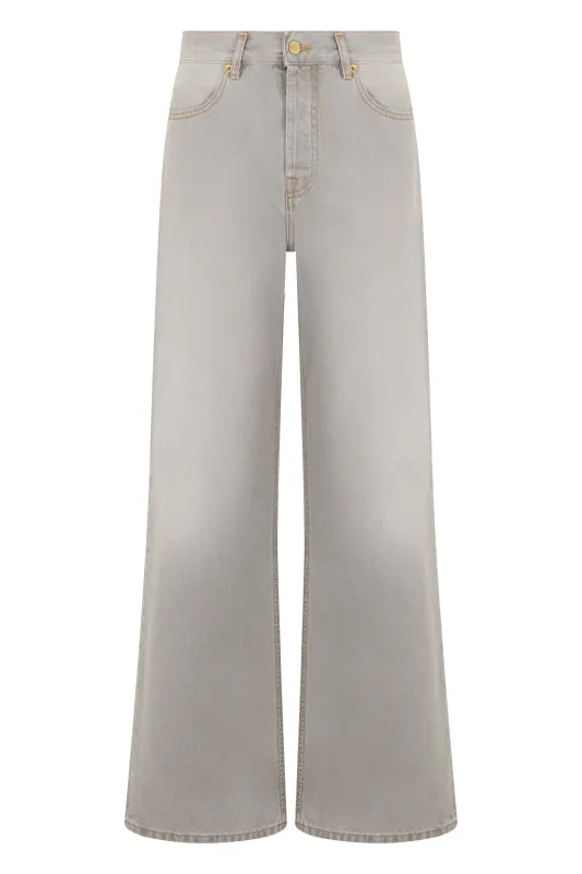 Wide-Leg Jeans Grey Cotton made by DARKPARK