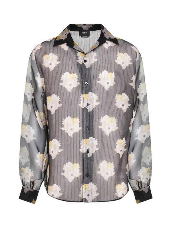 Shirt Organza Bouquet-Print Black made by Fendi